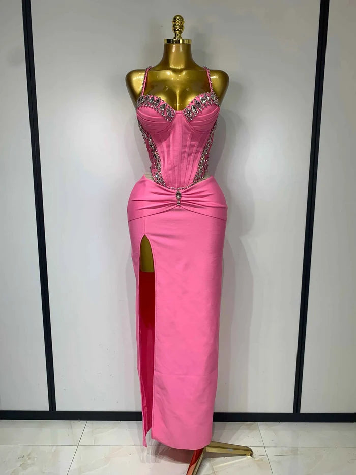 Women Sexy Backless Bodycon Sleeveless Bandage Dress Elegant Prom Gown Club Evening Party Luxury Birthday Wedding Guest Dresses