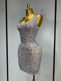Carole luxury sparkly rhinestone sexy mesh see through short dress