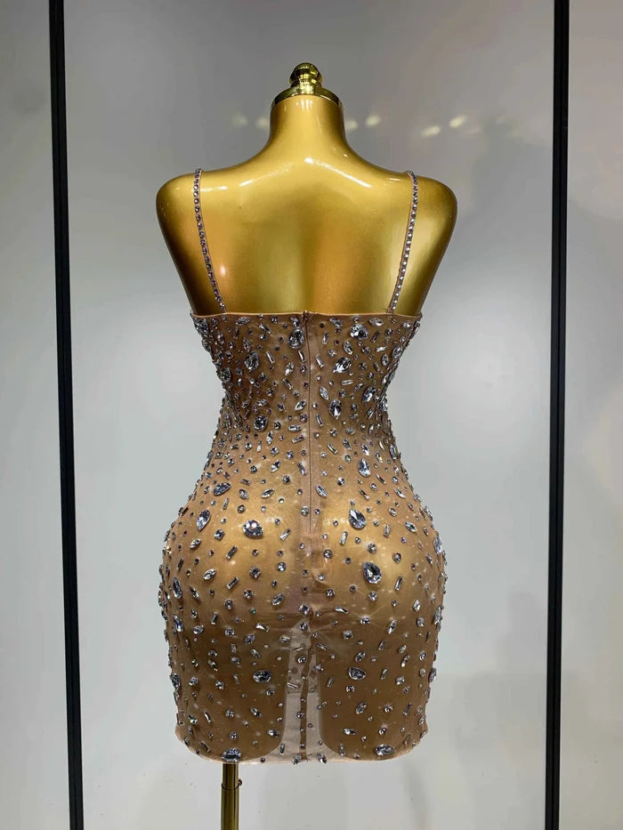Cassandra Sleeveless Rhinestone Bodycon Mini Dress