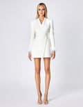 Catalina Feather Cuff Blazer Dress White - Dress - Bariano