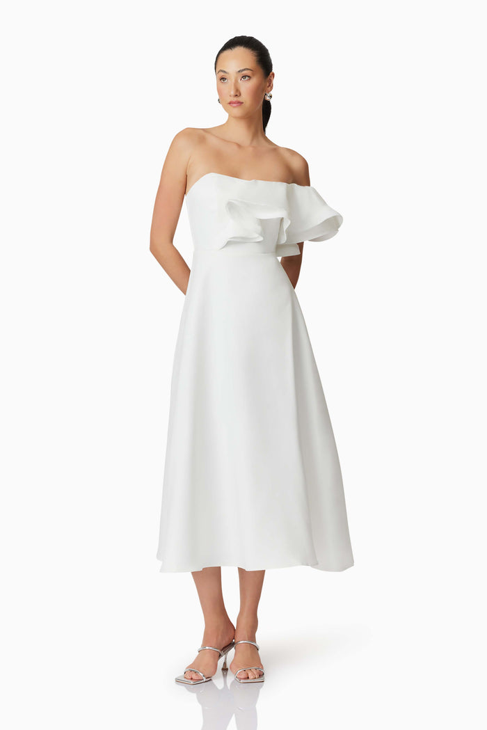 Celia Midi Dress Ivory - Dress - Elliatt