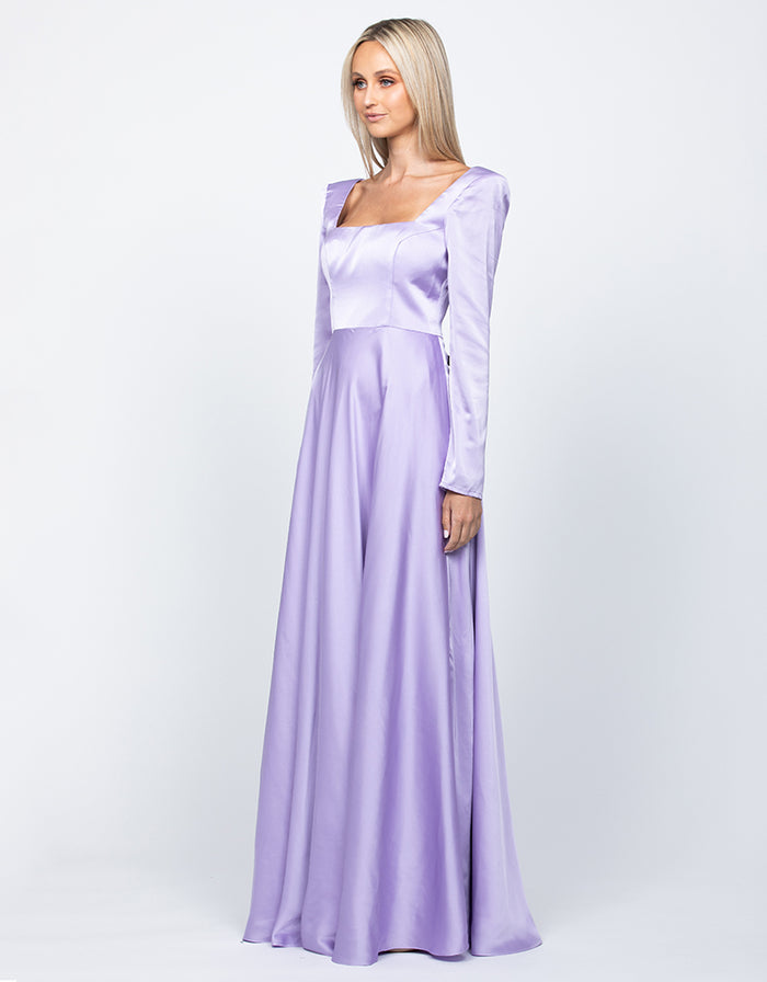 Charmaine Square Neck Long Sleeve Gown - Dress - Bariano