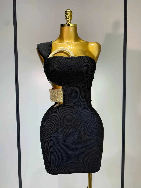 Luxury Birthday Dress Women  Sexy Backless Black Bodycon Bandage Mini Dress Celebrate Birthday Evening Party Fashion Dress