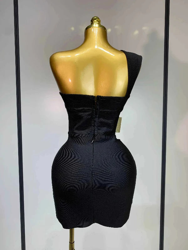 Luxury Birthday Dress Women  Sexy Backless Black Bodycon Bandage Mini Dress Celebrate Birthday Evening Party Fashion Dress