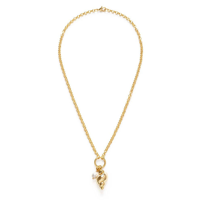Conch Shell and Pearl Statement Necklace