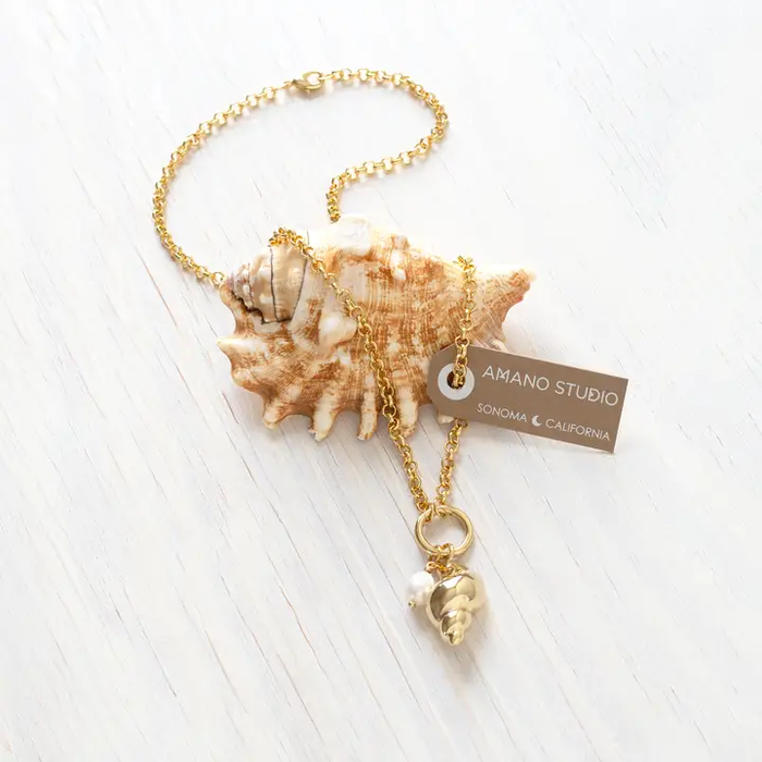 Conch Shell and Pearl Statement Necklace