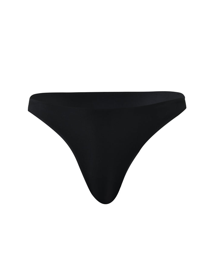 The CYNTHIA BIKINI BOTTOM - BLACK from Tiger Mist is showcased against a white background. This simple design features a low-rise fit and a smooth, seamless finish.