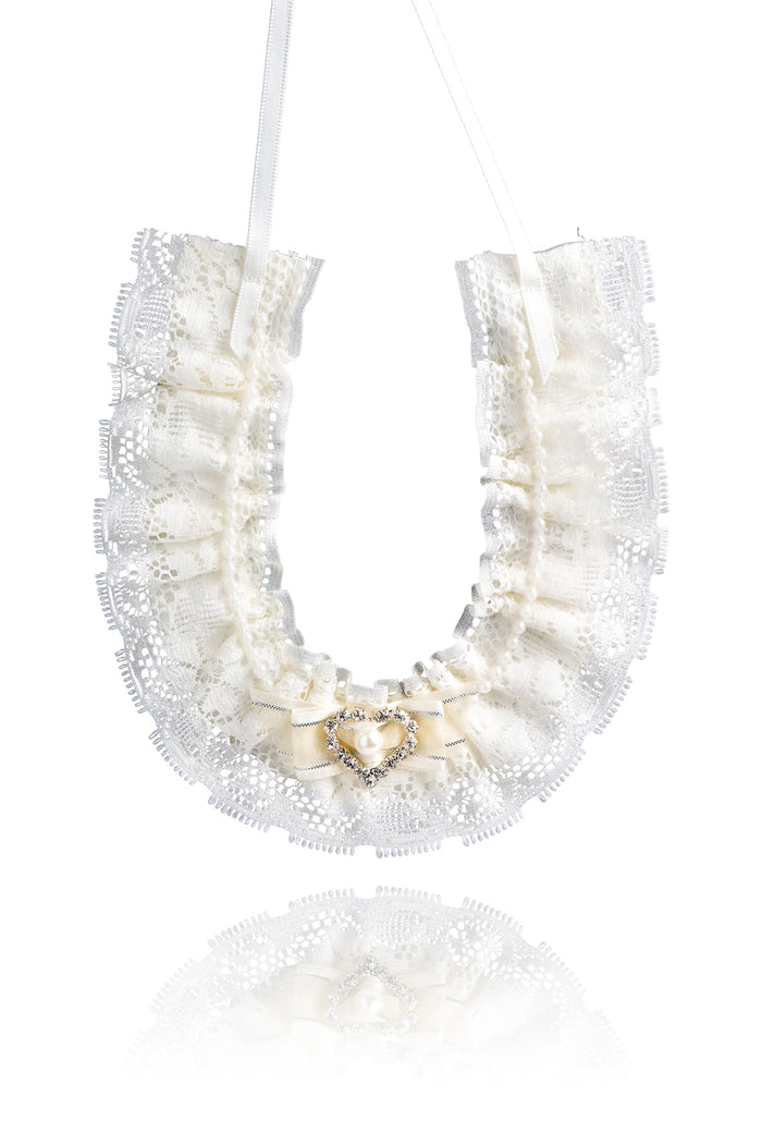 Deluxe Lace Horseshoe Keepsake Ivory with Heart - Giftware - ME Collections