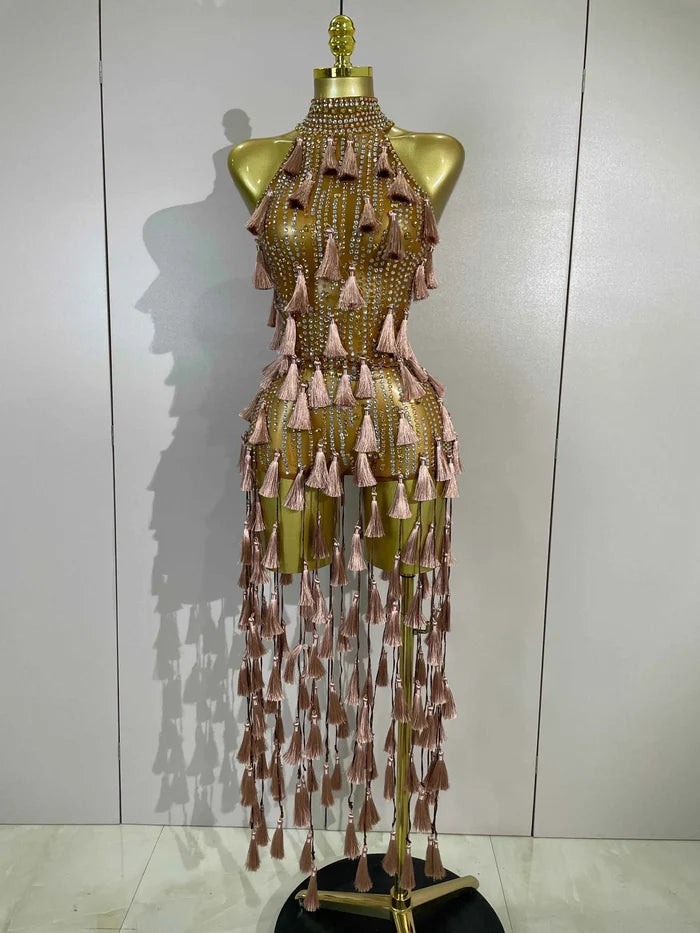 Destiny Sparkle Diamond Mesh See-Through Bodycon Bodysuit