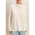 Draped Oversized Turtleneck Dolman Sleeve Top