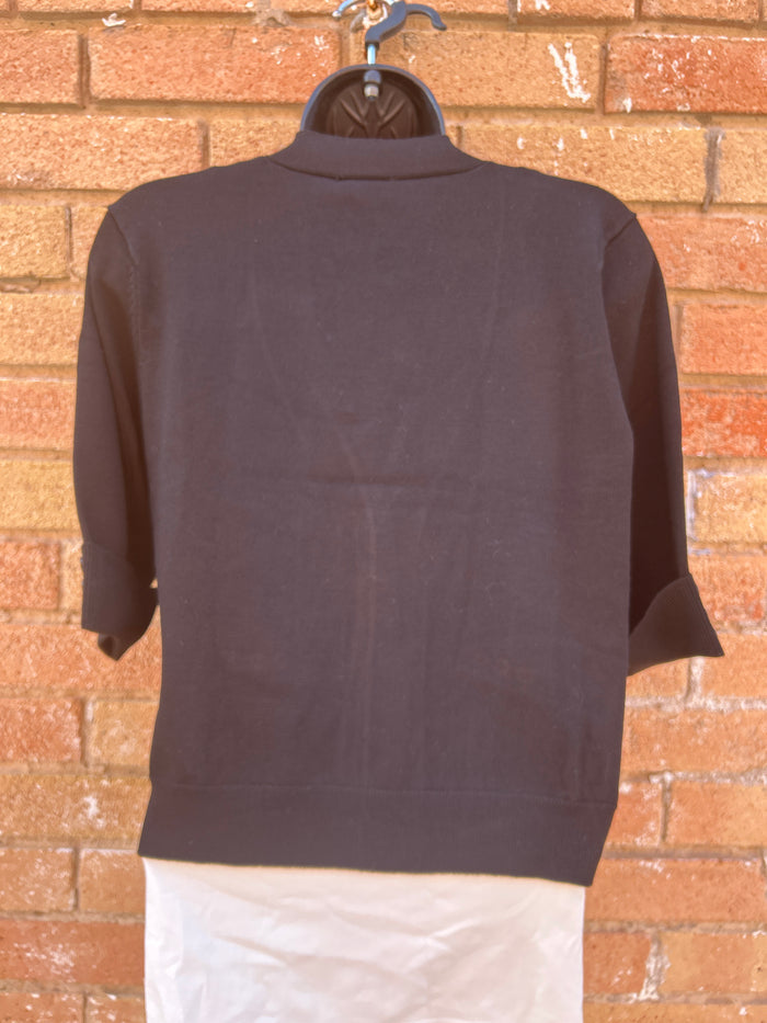 ELBOW SLEEVE BLACK CARDIGAN