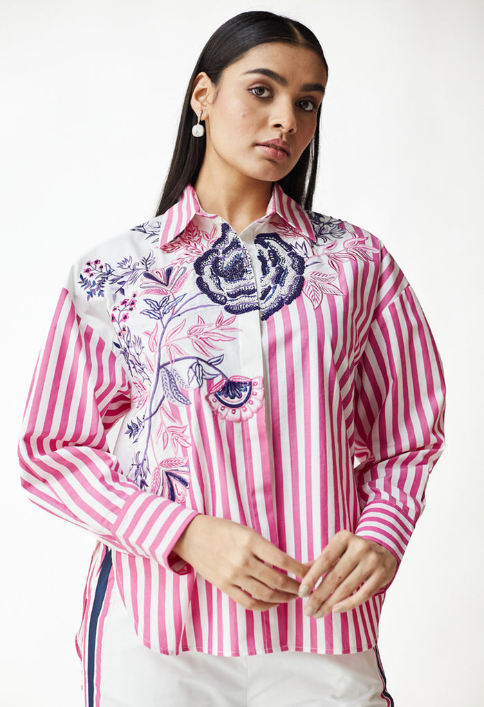 Ella Floral Stripe Shirt & Pant Set