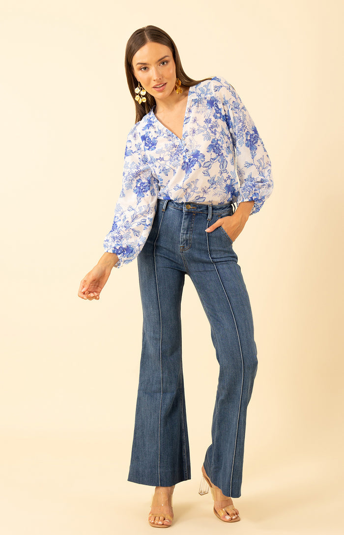 Elliot Voile Top, color-blue