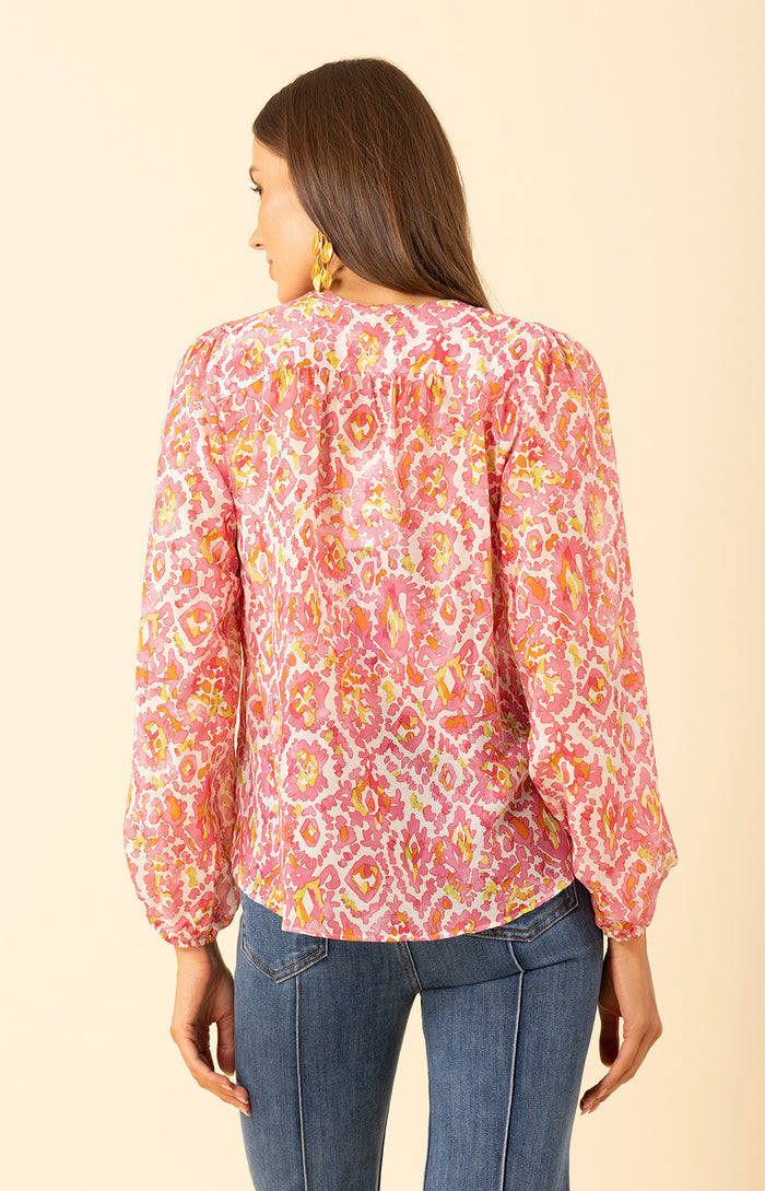 Elliot Voile Top, color-Pink