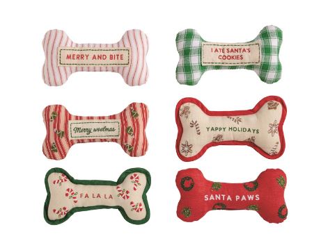 Embroidered Dog Bone Toys 6 STYLES