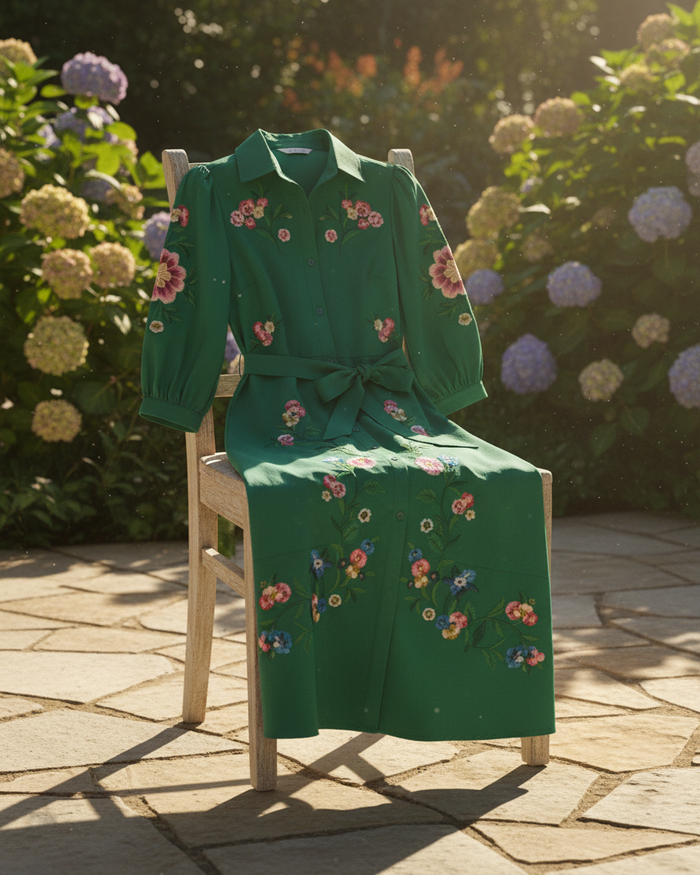 Emrald statement embroidered dress