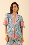 Estrella Voile Cotton Top , color-pink