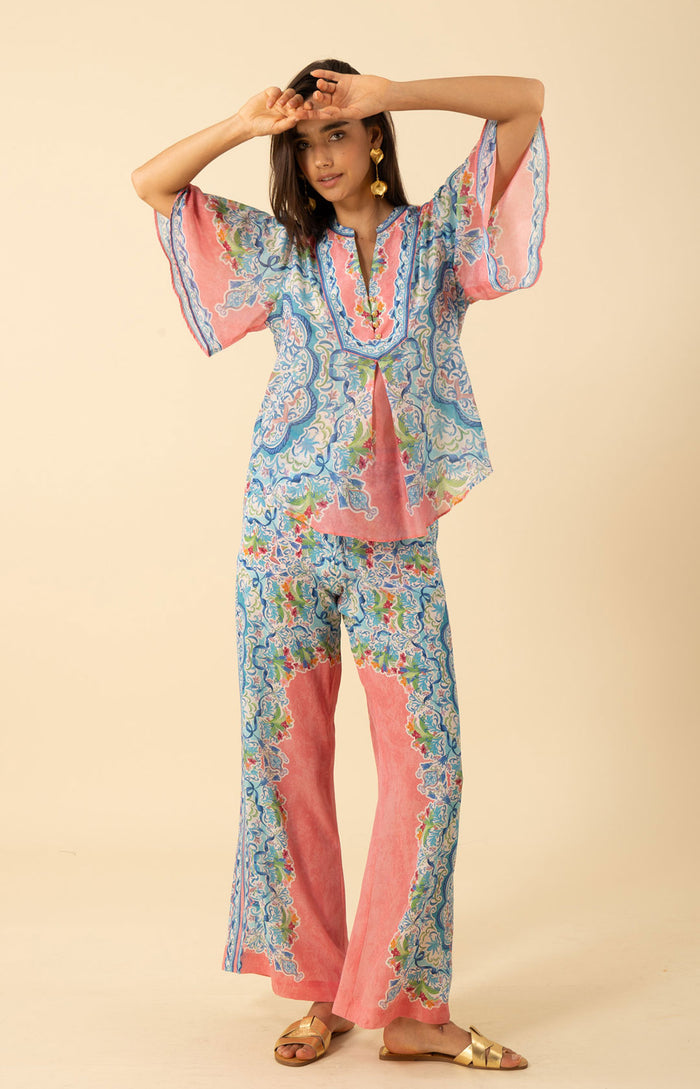Estrella Voile Cotton Top , color-pink
