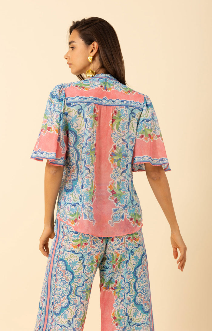 Estrella Voile Cotton Top , color-pink