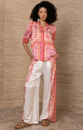 Fable Silk Top, color-Coral