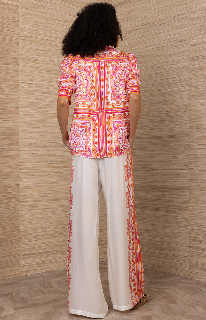 Fable Silk Top, color-Coral