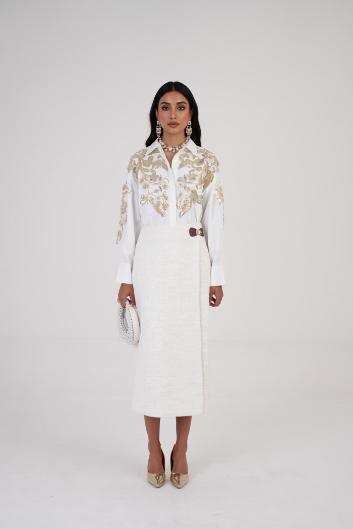 Feathered Golden Embroidered Shirt