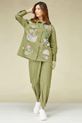 Floral Green Khaki Shirt