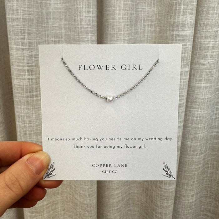 Flower Girl Thank You Necklace Silver - Giftware - Honey Fawn