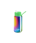 Frank Green Reusable Ceramic Bottle 1L (Chrome Rainbow/Neon Green)