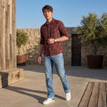 Full Sleeves Slim Fit Brown Abstract Floral Print Shirt