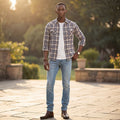 Full Sleeves Slim Fit Burgundy Checks Shirt