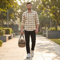 Full Sleeves Slim Fit Cream Oxford Checks Shirt