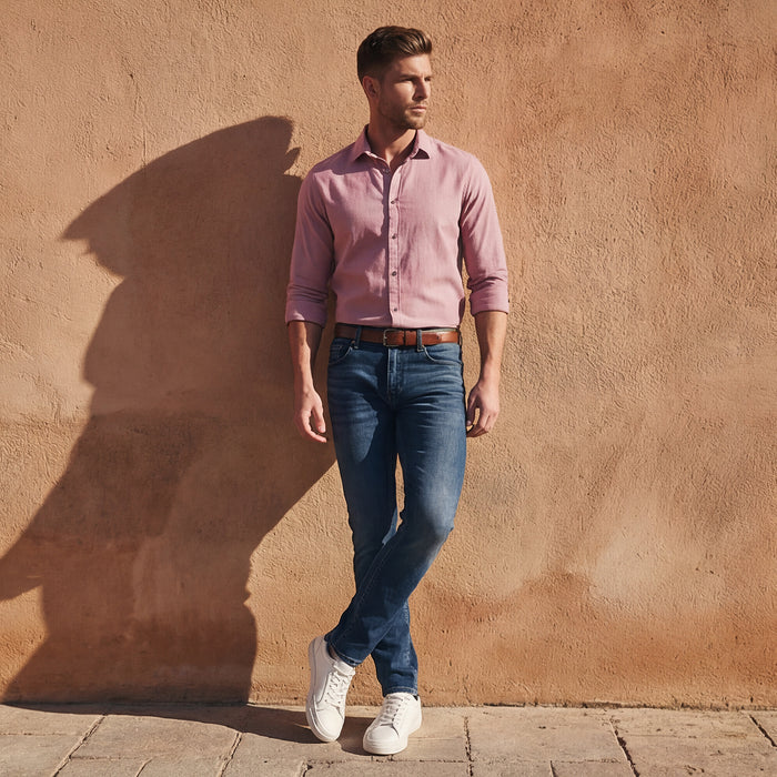 Full sleeves Slim Fit Dusty Pink HoneyComb Tructur Dobby Solid Shirt