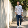Full Sleeves Slim Fit Green All-Over Grunge Floral Print Shirt