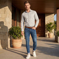 Full Sleeves Slim Fit Grey All over Micro Geometric Print Shirt