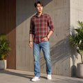 Full Sleeves Slim Fit Maroon Cavalry Checks Shirt