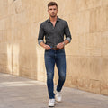 Full sleeves Slim Fit Mid Black Wash Indigo Solid Shirt