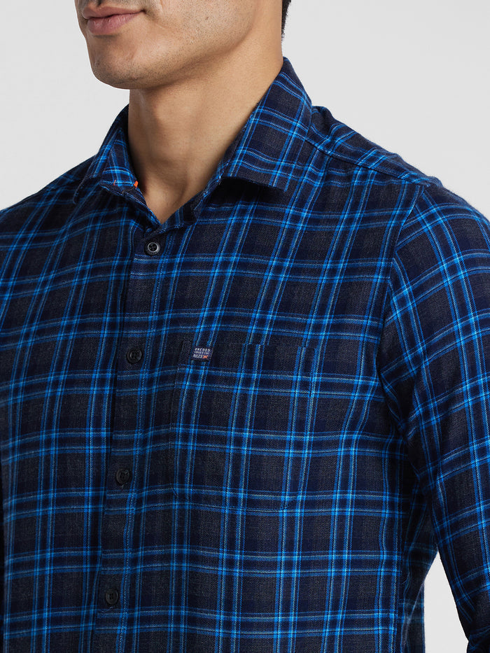 Full Sleeves Slim Fit Navy Checks Shirt