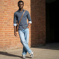 Full Sleeves Slim Fit Olive Fine Knit Stripe Shirt