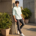 Full Sleeves Slim Fit Pastal green Solid Oxford Shirt