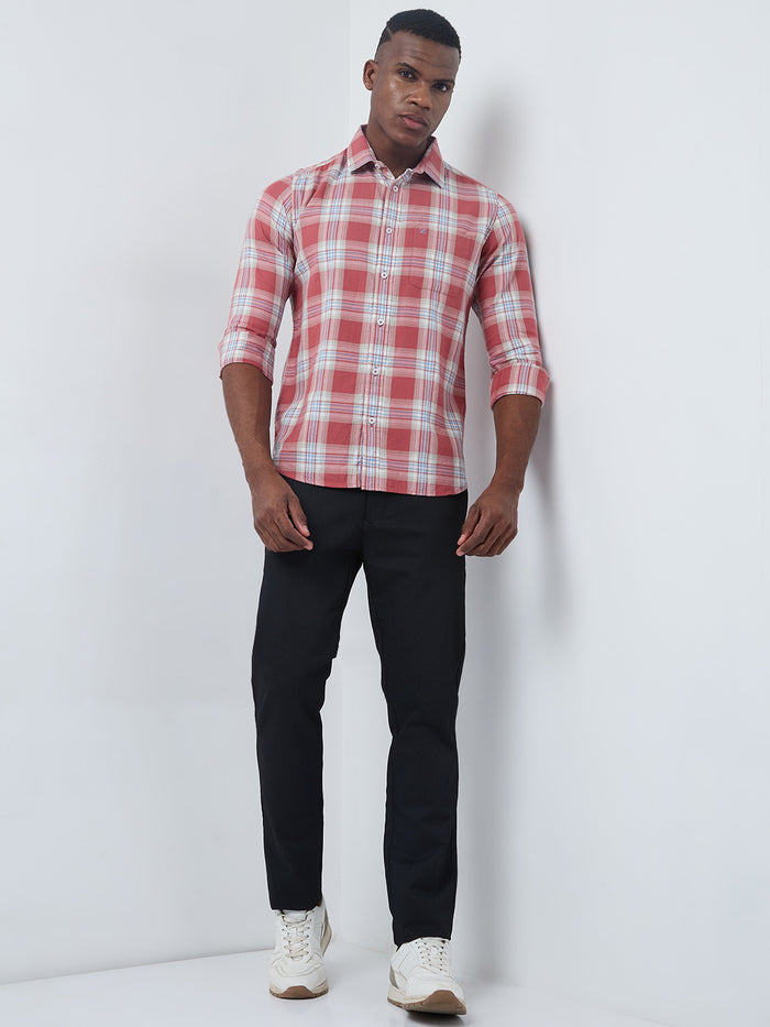 Full sleeves Slim Fit Pink Mix Cavalry Checks Shirt