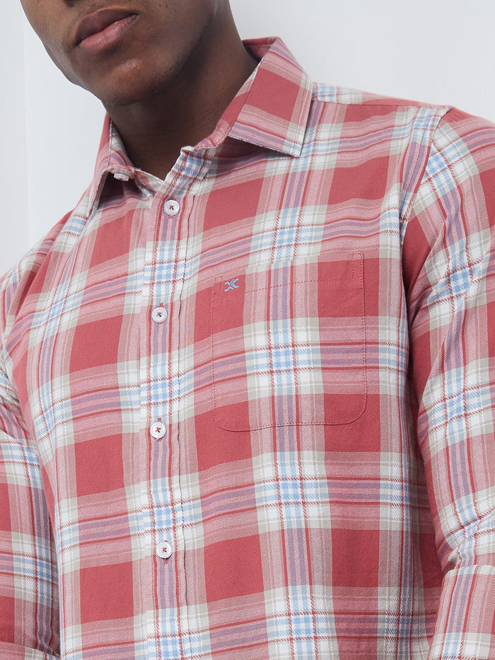 Full sleeves Slim Fit Pink Mix Cavalry Checks Shirt