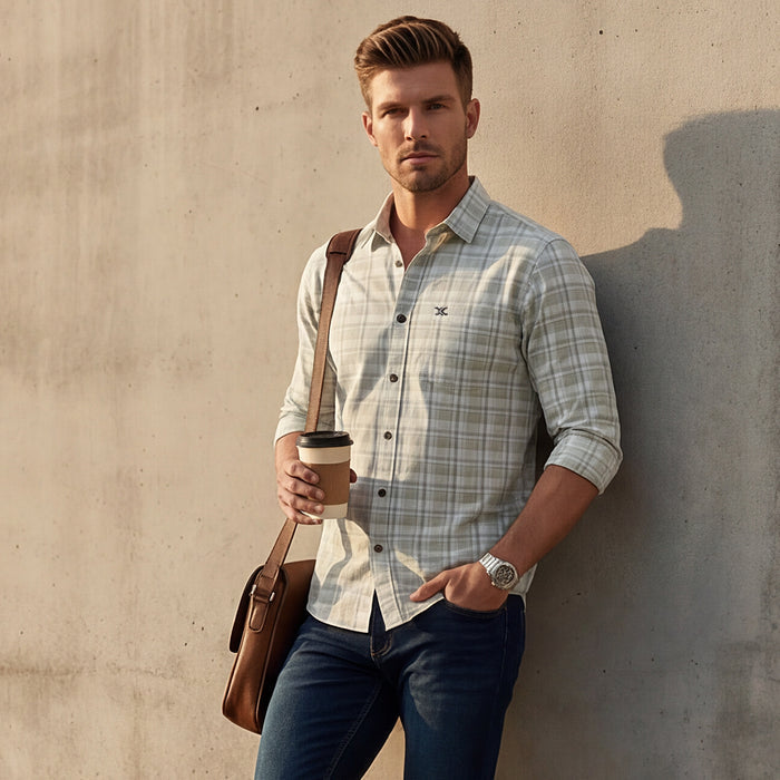 Full sleeves Slim Fit Pista Tonal Checks Shirt