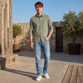 Full Sleeves Slim Fit Sage Green Checks Shirt