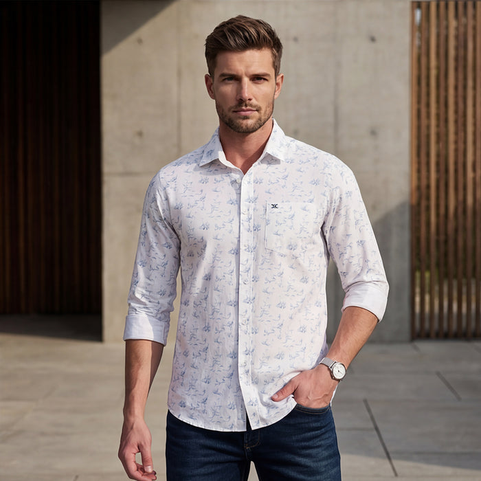 Full sleeves Slim Fit Sky All-Over Mini Motif Print Shirt