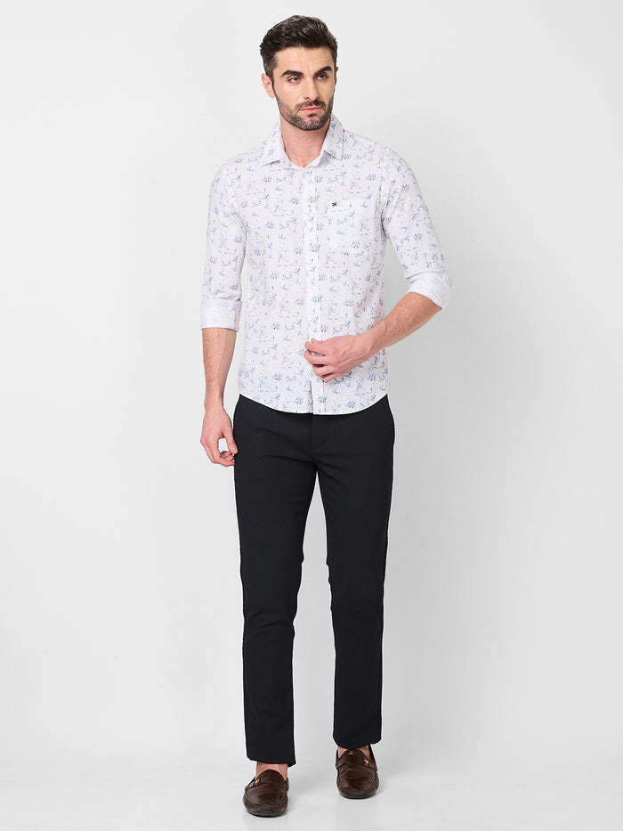 Full sleeves Slim Fit Sky All-Over Mini Motif Print Shirt