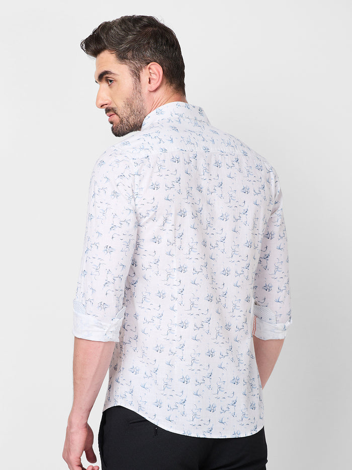 Full sleeves Slim Fit Sky All-Over Mini Motif Print Shirt