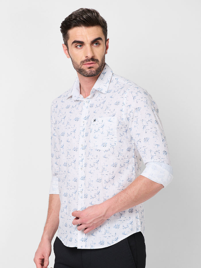 Full sleeves Slim Fit Sky All-Over Mini Motif Print Shirt