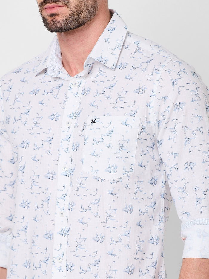 Full sleeves Slim Fit Sky All-Over Mini Motif Print Shirt