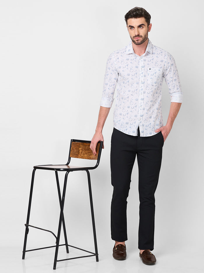 Full sleeves Slim Fit Sky All-Over Mini Motif Print Shirt